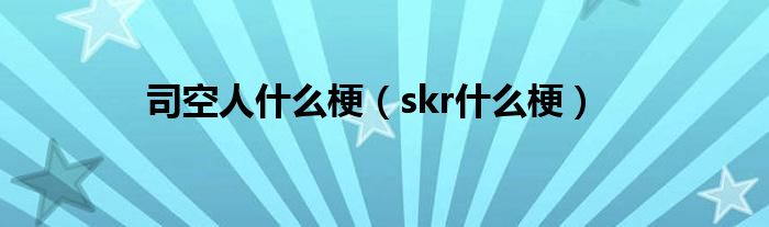 司空人什么梗（skr什么梗）