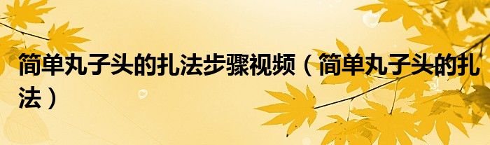简单丸子头的扎法步骤视频（简单丸子头的扎法）