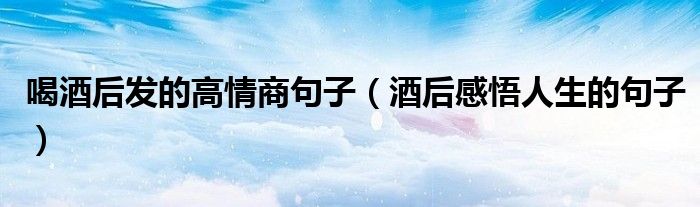 喝酒后发的高情商句子（酒后感悟人生的句子）