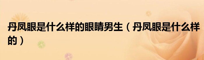 丹凤眼是什么样的眼睛男生（丹凤眼是什么样的）