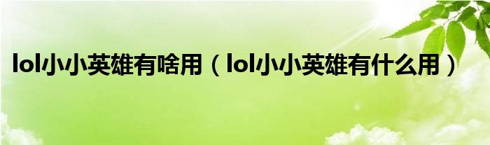 lol小小英雄有啥用（lol小小英雄有什么用）