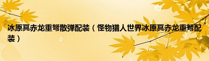 冰原冥赤龙重弩散弹配装（怪物猎人世界冰原冥赤龙重弩配装）
