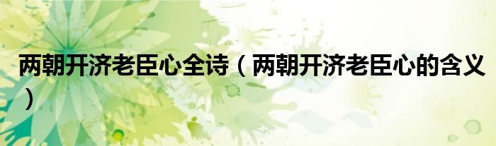 两朝开济老臣心全诗（两朝开济老臣心的含义）