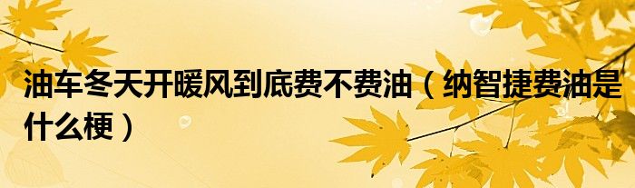 油车冬天开暖风到底费不费油（纳智捷费油是什么梗）