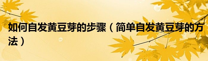 如何自发黄豆芽的步骤（简单自发黄豆芽的方法）
