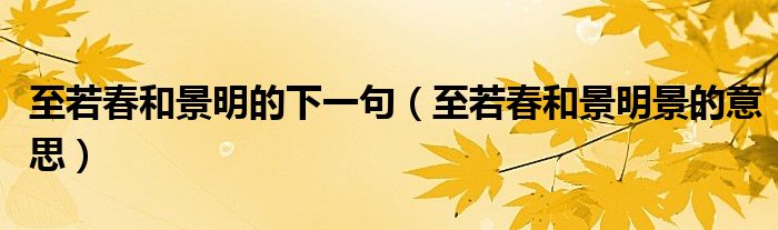 至若春和景明的下一句（至若春和景明景的意思）