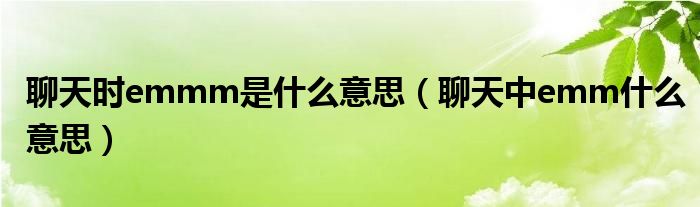 聊天时emmm是什么意思（聊天中emm什么意思）