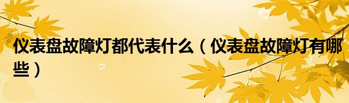 仪表盘故障灯都代表什么（仪表盘故障灯有哪些）