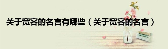关于宽容的名言有哪些（关于宽容的名言）