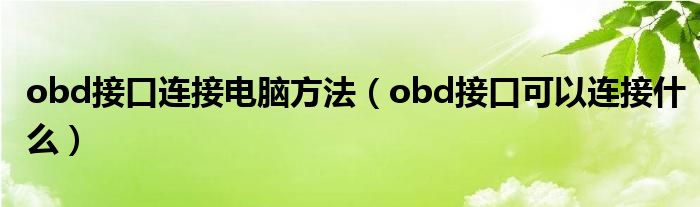 obd接口连接电脑方法（obd接口可以连接什么）