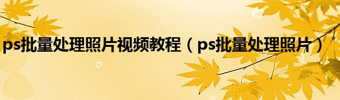 ps批量处理照片视频教程（ps批量处理照片）