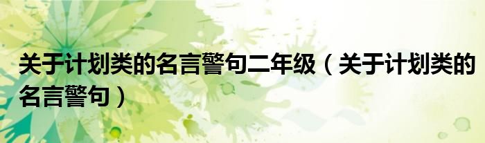 关于计划类的名言警句二年级（关于计划类的名言警句）