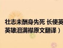 壮志未酬身先死 长使英雄泪满襟意思（壮志未酬身先死常使英雄泪满襟原文翻译）