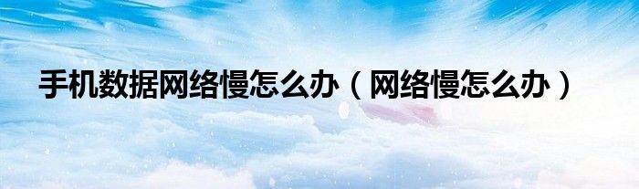 手机数据网络慢怎么办（网络慢怎么办）