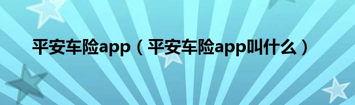 平安车险app（平安车险app叫什么）