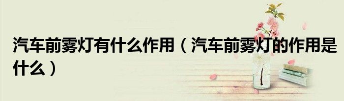 汽车前雾灯有什么作用（汽车前雾灯的作用是什么）
