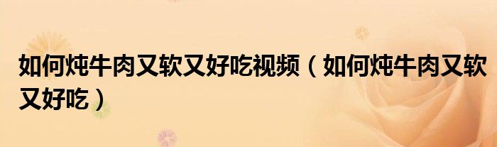 如何炖牛肉又软又好吃视频（如何炖牛肉又软又好吃）