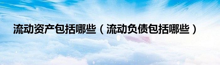 流动资产包括哪些（流动负债包括哪些）