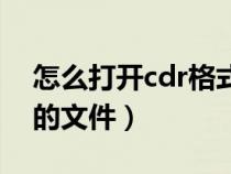 怎么打开cdr格式的文件（如何打开cdr格式的文件）