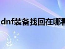 dnf装备找回在哪看进度（dnf怎么找回装备）
