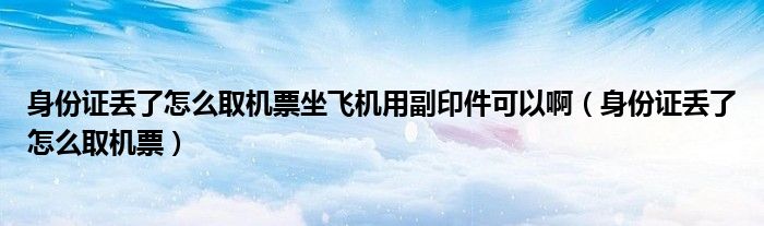 身份证丢了怎么取机票坐飞机用副印件可以啊（身份证丢了怎么取机票）