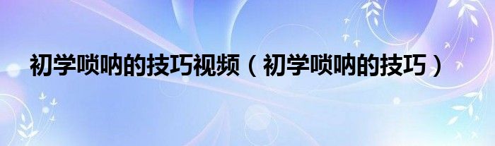 初学唢呐的技巧视频（初学唢呐的技巧）