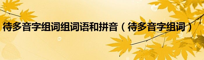 待多音字组词组词语和拼音（待多音字组词）