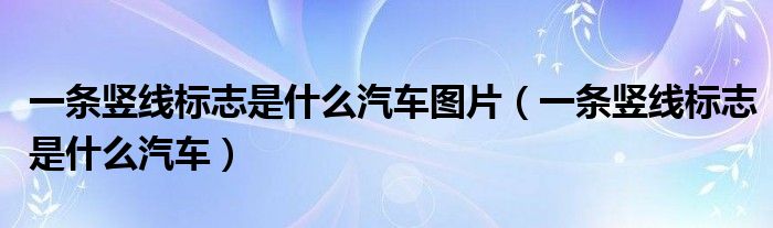 一条竖线标志是什么汽车图片（一条竖线标志是什么汽车）