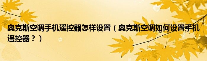 奥克斯空调手机遥控器怎样设置（奥克斯空调如何设置手机遥控器？）