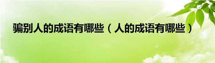 骗别人的成语有哪些（人的成语有哪些）