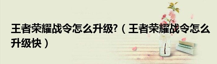 王者荣耀战令怎么升级?（王者荣耀战令怎么升级快）