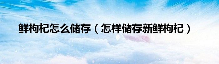 鲜枸杞怎么储存（怎样储存新鲜枸杞）
