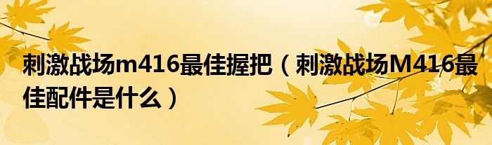 刺激战场m416最佳握把（刺激战场M416最佳配件是什么）