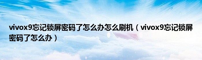 vivox9忘记锁屏密码了怎么办怎么刷机（vivox9忘记锁屏密码了怎么办）