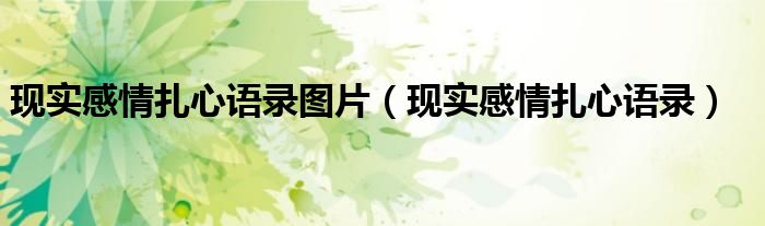 现实感情扎心语录图片（现实感情扎心语录）