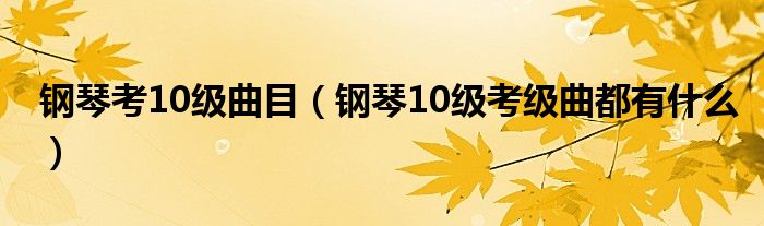 钢琴考10级曲目（钢琴10级考级曲都有什么）