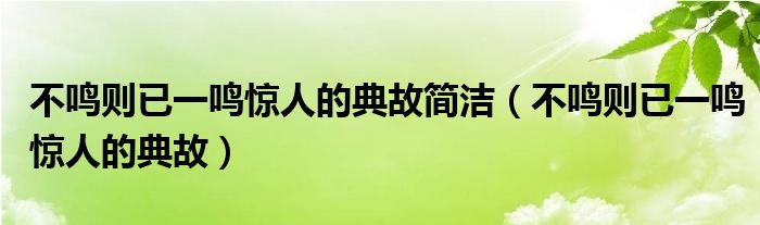 不鸣则已一鸣惊人的典故简洁（不鸣则已一鸣惊人的典故）