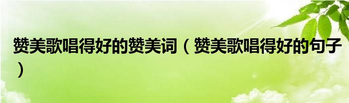 赞美歌唱得好的赞美词（赞美歌唱得好的句子）