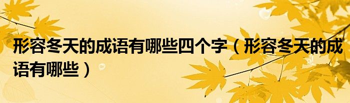 形容冬天的成语有哪些四个字（形容冬天的成语有哪些）