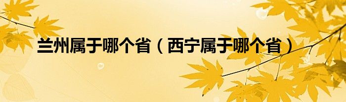 兰州属于哪个省（西宁属于哪个省）