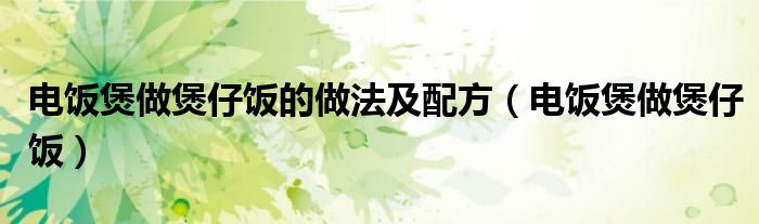 电饭煲做煲仔饭的做法及配方（电饭煲做煲仔饭）