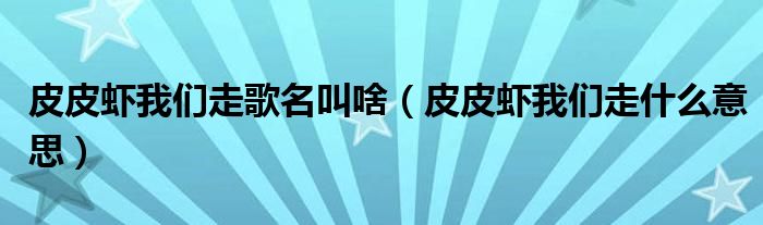 皮皮虾我们走歌名叫啥（皮皮虾我们走什么意思）