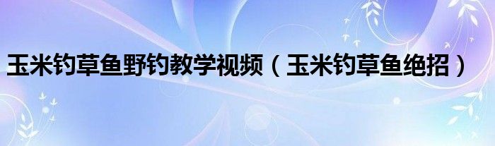 玉米钓草鱼野钓教学视频（玉米钓草鱼绝招）
