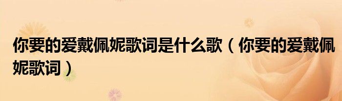 你要的爱戴佩妮歌词是什么歌（你要的爱戴佩妮歌词）
