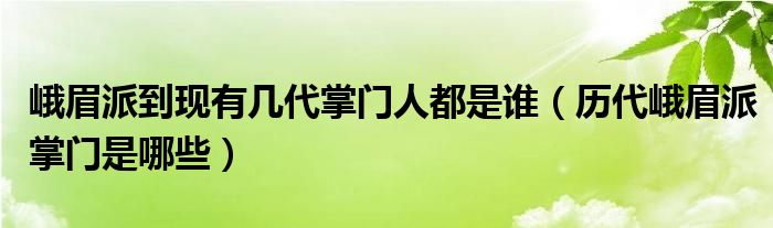 峨眉派到现有几代掌门人都是谁（历代峨眉派掌门是哪些）