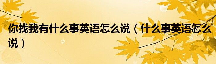 你找我有什么事英语怎么说（什么事英语怎么说）
