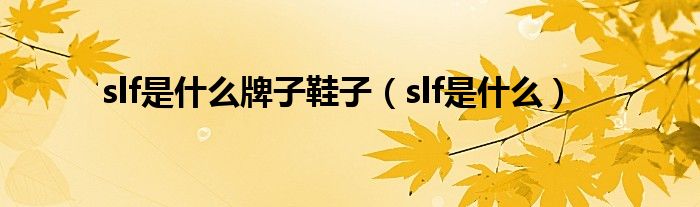 slf是什么牌子鞋子（slf是什么）