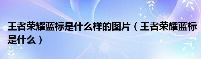 王者荣耀蓝标是什么样的图片（王者荣耀蓝标是什么）