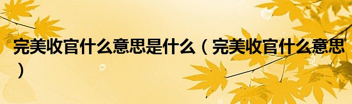 完美收官什么意思是什么（完美收官什么意思）
