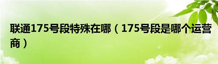 联通175号段特殊在哪（175号段是哪个运营商）